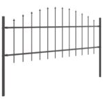 vidaXL Záhradný plot s oblúkovým vrcholom, šedý, 11,9x0,75 m, oceľ – Obrázok 3