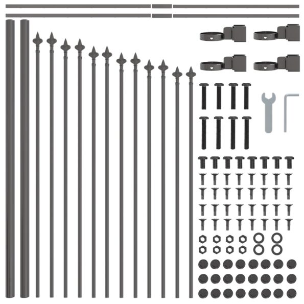 vidaXL Záhradný plot s oblúkovým vrcholom, šedý, 11,9x0,75 m, oceľ – Obrázok 5