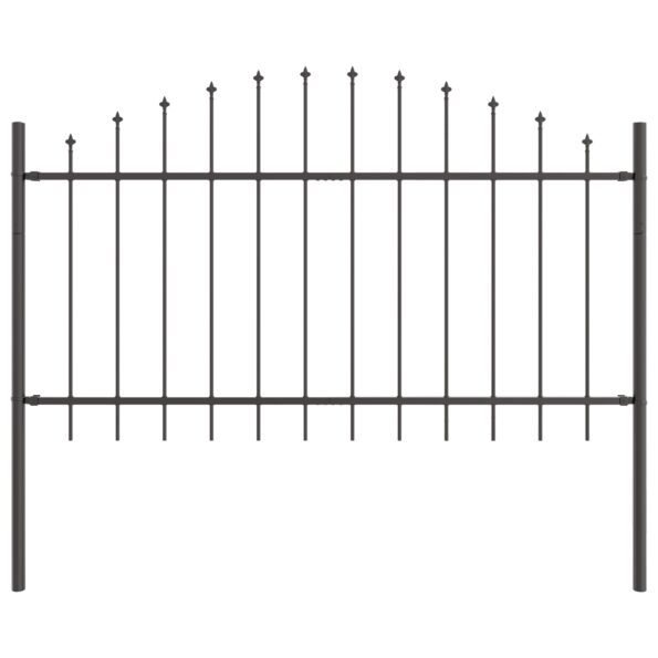 vidaXL Záhradný plot s oblúkovým vrchom, šedý, 11,9x1 m, oceľ – Obrázok 4