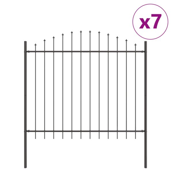 3360126_2.jpg vidaXL Záhradný plot s oblúkovým vrchom, šedý, 11,9x1,25 m, oceľ – Obrázok 2