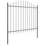 vidaXL Záhradný plot s oblúkovým vrchom, šedý, 11,9x1,25 m, oceľ – Obrázok 3