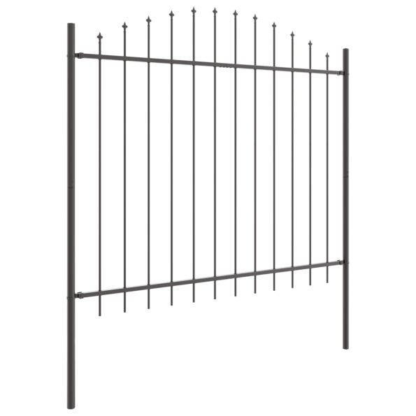 3360126_3.jpg vidaXL Záhradný plot s oblúkovým vrchom, šedý, 11,9x1,25 m, oceľ – Obrázok 3