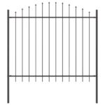 vedaXL Záhradný plot s oblúkovým vrchom, šedý, 11,9 x 1,5 m, oceľový – Obrázok 4