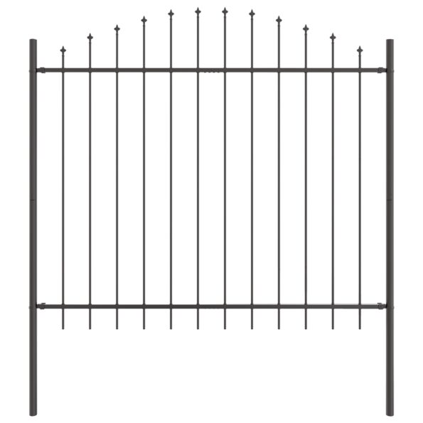 vedaXL Záhradný plot s oblúkovým vrchom, šedý, 11,9 x 1,5 m, oceľový – Obrázok 4