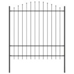 vidaXL Záhradný plot s oblúkovým vrchom, šedý, 11,9x1,75 m, oceľ – Obrázok 4