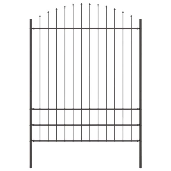 vidaXL Záhradný plot s oblúkovým vrchom, šedý, 11,9x2 m, oceľ – Obrázok 4