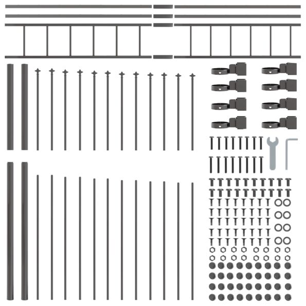 vidaXL Záhradný plot s oblúkovým vrchom, šedý, 11,9x2 m, oceľ – Obrázok 5