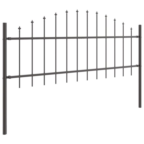 3360130_3.jpg vidaXL Záhradný plot s vrchným oblúkom Šedý 13,6x0,75 m Oceľ – Obrázok 3