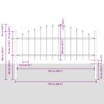 vidaXL Záhradný plot s vrchným oblúkom Šedý 13,6x0,75 m Oceľ – Obrázok 7