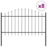 vidaXL Záhradný plot s oblúkovým vrchom, šedý, 13,6x1 m, oceľ – Obrázok 2