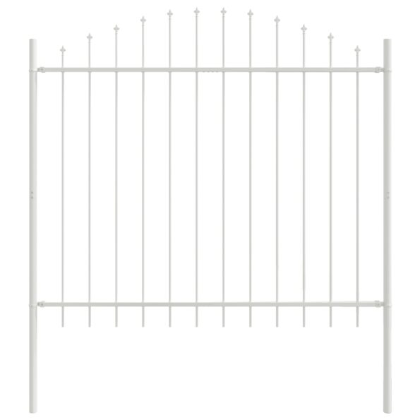 vidaXL Záhradný plot s oblúkovým vrchom, biely, 3,4x1,5 m, oceľ – Obrázok 4