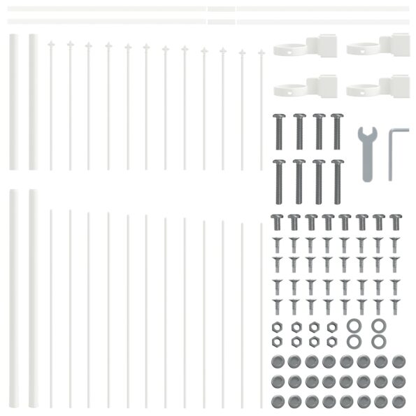 vidaXL Záhradný plot s oblúkovým vrchom, biely, 3,4x1,5 m, oceľ – Obrázok 5