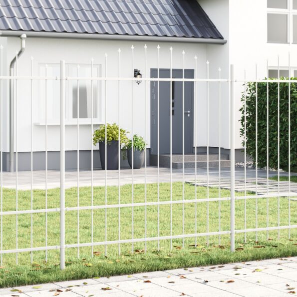 3360146_1.jpg vidaXL Záhradný plot s oblúkovým vrchom Biela 5,1x1,75 m Oceľ – Obrázok 1