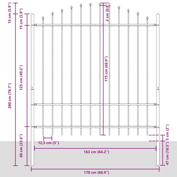 3360146_7.jpg vidaXL Záhradný plot s oblúkovým vrchom Biela 5,1x1,75 m Oceľ – Obrázok 7