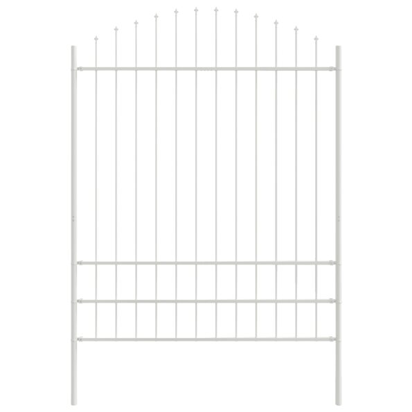 vidaXL Záhradný plot s vrchným oblúkom Biela 6,8x2 m Oceľ – Obrázok 4
