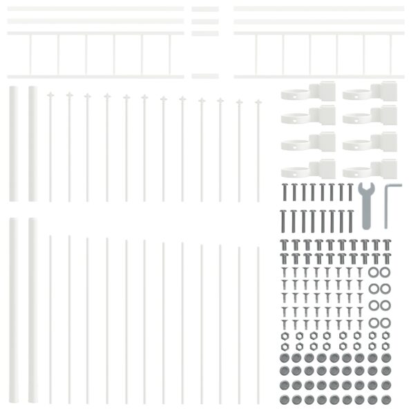 vidaXL Záhradný plot s vrchným oblúkom Biela 6,8x2 m Oceľ – Obrázok 5