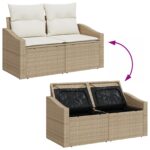 vidaXL Súprava záhradných pohoviek s vankúšom 7 pcs Béžová Poly ratan – Obrázok 11