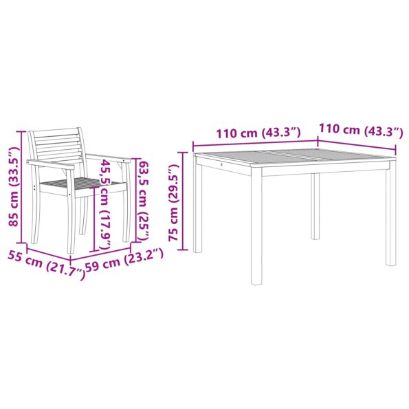 vidaXL 3-dielna záhradná jedálenská súprava z masívneho akáciového dreva – Obrázok 10