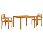 vidaXL 3-dielna záhradná jedálenská súprava z masívneho akáciového dreva – Obrázok 2