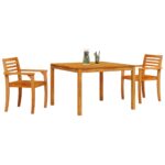 vidaXL 3-dielna záhradná jedálenská súprava z masívneho akáciového dreva – Obrázok 3