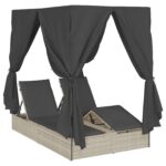 vidaXL Dvojité slnečné ležadlo Svetlosivá 205 x 129 x 200 cm polyratan – Obrázok 2