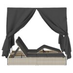 vidaXL Dvojité slnečné ležadlo Svetlosivá 205 x 129 x 200 cm polyratan – Obrázok 6