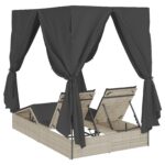 vidaXL Dvojité slnečné ležadlo Svetlosivá 205 x 129 x 200 cm polyratan – Obrázok 7