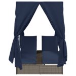 vidaXL Dvojité slnečné lehátko Sada 2 Sivá a námornícka modrá Ratan – Obrázok 5