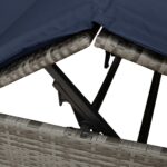 vidaXL Dvojité slnečné lehátko Sada 2 Sivá a námornícka modrá Ratan – Obrázok 8