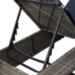 vidaXL Dvojité slnečné lehátko Sada 2 Sivá a námornícka modrá Ratan – Obrázok 9