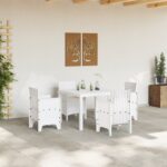 vidaXL 5-dielny jedálenský set do záhrady s vankúšmi biela polyratan – Obrázok 3