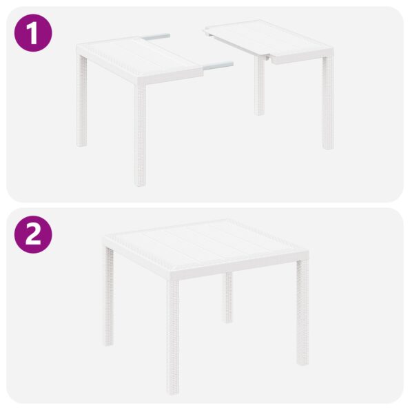 vidaXL 5-dielny jedálenský set do záhrady s vankúšmi biela polyratan – Obrázok 9