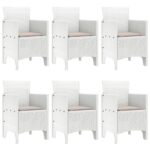 vidaXL 7-dielny záhradný jedálenský set biely poly ratan – Obrázok 4