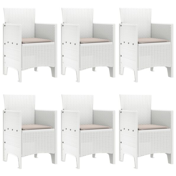 vidaXL 7-dielny záhradný jedálenský set biely poly ratan – Obrázok 4