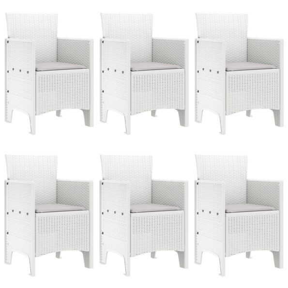 3378564_4.jpg vidaXL 7-dielny záhradný jedálenský set s vankúšmi bieleho plastového ratanu – Obrázok 4
