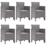 vidaXL 7-dielny záhradný jedálenský set s vankúšmi svetlo šedý polyratan – Obrázok 4