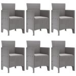 vidaXL 7-dielny záhradný jedálenský set s vankúšmi svetlosivý poly ratan – Obrázok 4