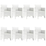 vidaXL 9-dielny záhradný jedálenský set biela polyratan – Obrázok 4
