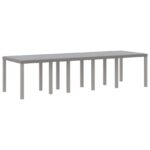 vidaXL 13-dielny záhradný jedálenský set so vankúšmi Svetlosivý Poly ratan, vidaXL záhradný stôl Svetlosivý 150x100x73 cm Poly ratan, vidaXL záhradné stoličky so vankúšmi 4 ks Svetlosivý Poly ratan – Obrázok 4