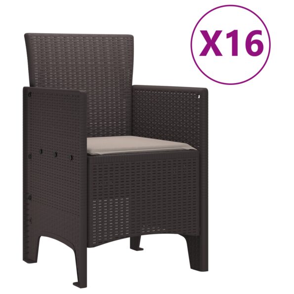 3378658_5.jpg Záhradný jedálenský set vidaXL s vankúšmi hnedý polyratan, Záhradný stôl vidaXL hnedý 250x100x73 cm polyratan, Záhradný stôl vidaXL hnedý 150x100x73 cm polyratan, Záhradné stoličky vidaXL s vankúšmi 4 ks hnedý polyratan – Obrázok 5