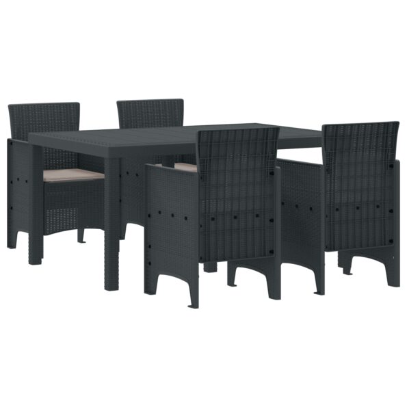 3378693_2.jpg vidaXL 5-dielny záhradný jedálenský set s vankúšmi antracitový poly ratan – Obrázok 2