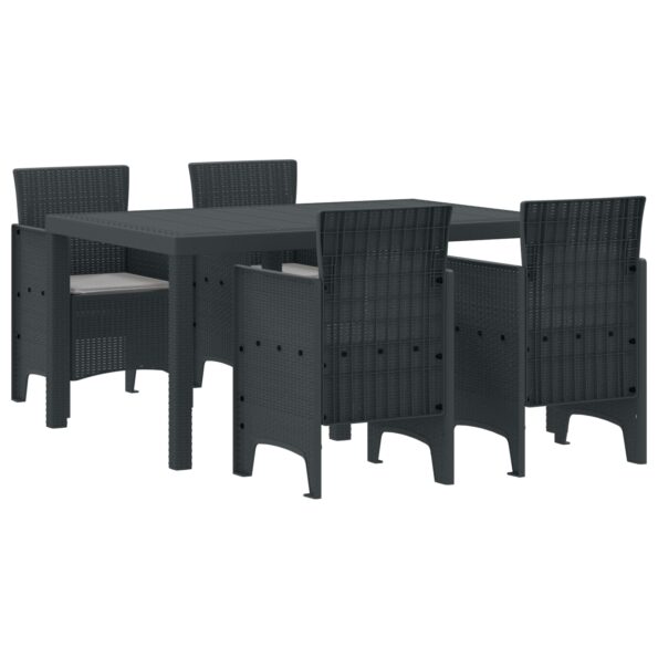 3378694_2.jpg vidaXL 5-dielny záhradný jedálenský set s vankúšmi, antracitový poly ratan – Obrázok 2
