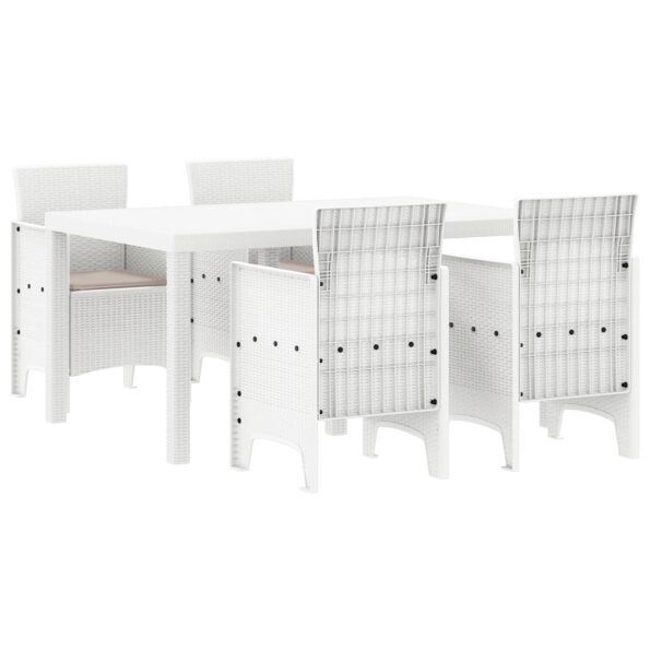 3378703_2.jpg vidaXL 5-dielny záhradný jedálenský set s vankúšmi biely poly ratan – Obrázok 2