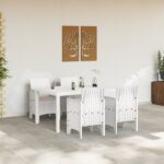 vidaXL 5-dielny záhradný jedálenský set s vankúšmi biely poly ratan – Obrázok 3