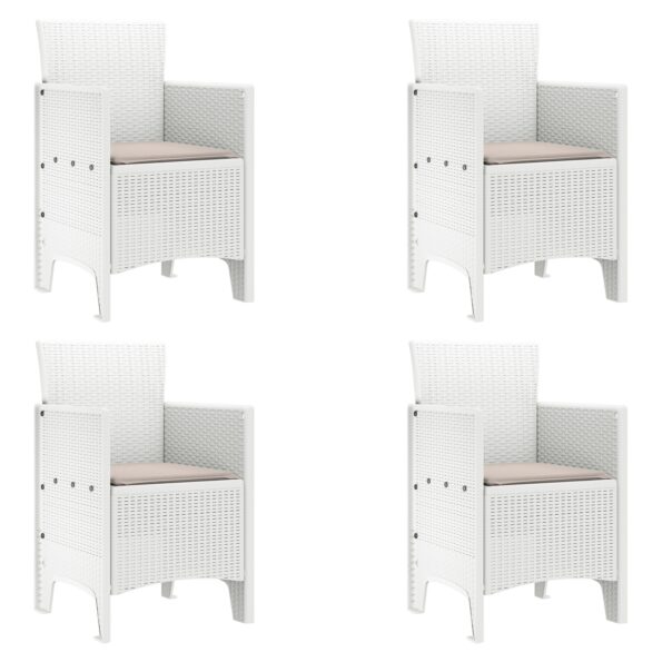 3378703_5.jpg vidaXL 5-dielny záhradný jedálenský set s vankúšmi biely poly ratan – Obrázok 5