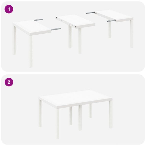 3378704_10.jpg vidaXL 5-dielny záhradný jedálenský set s vankúšmi Biela Poly Ratan – Obrázok 10