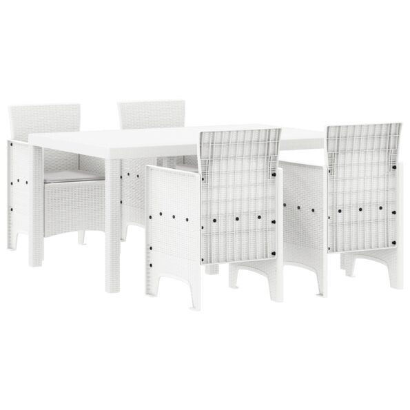 3378704_2.jpg vidaXL 5-dielny záhradný jedálenský set s vankúšmi Biela Poly Ratan – Obrázok 2