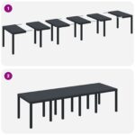 vidaXL 11-dielny záhradný jedálenský set s vankúšmi antracitový polyratan, vidaXL záhradný stôl antracitový 150x100x73 cm polyratan, vidaXL záhradné stoličky s vankúšmi 2 ks antracitový polyratan, vidaXL záhradné stoličky s vankúšmi 4 ks antracitový polyratan – Obrázok 10
