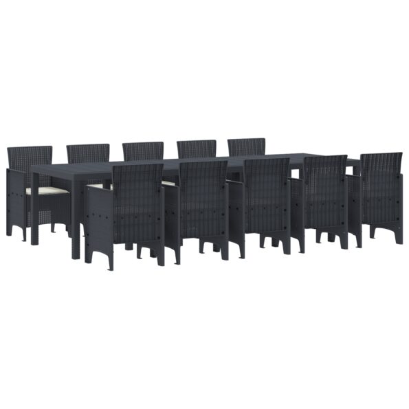 3378756_2.jpg vidaXL 11-dielny záhradný jedálenský set s vankúšmi antracitový polyratan, vidaXL záhradný stôl antracitový 150x100x73 cm polyratan, vidaXL záhradné stoličky s vankúšmi 2 ks antracitový polyratan, vidaXL záhradné stoličky s vankúšmi 4 ks antracitový polyratan – Obrázok 2