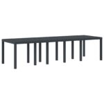 vidaXL 11-dielny záhradný jedálenský set s vankúšmi antracitový polyratan, vidaXL záhradný stôl antracitový 150x100x73 cm polyratan, vidaXL záhradné stoličky s vankúšmi 2 ks antracitový polyratan, vidaXL záhradné stoličky s vankúšmi 4 ks antracitový polyratan – Obrázok 4